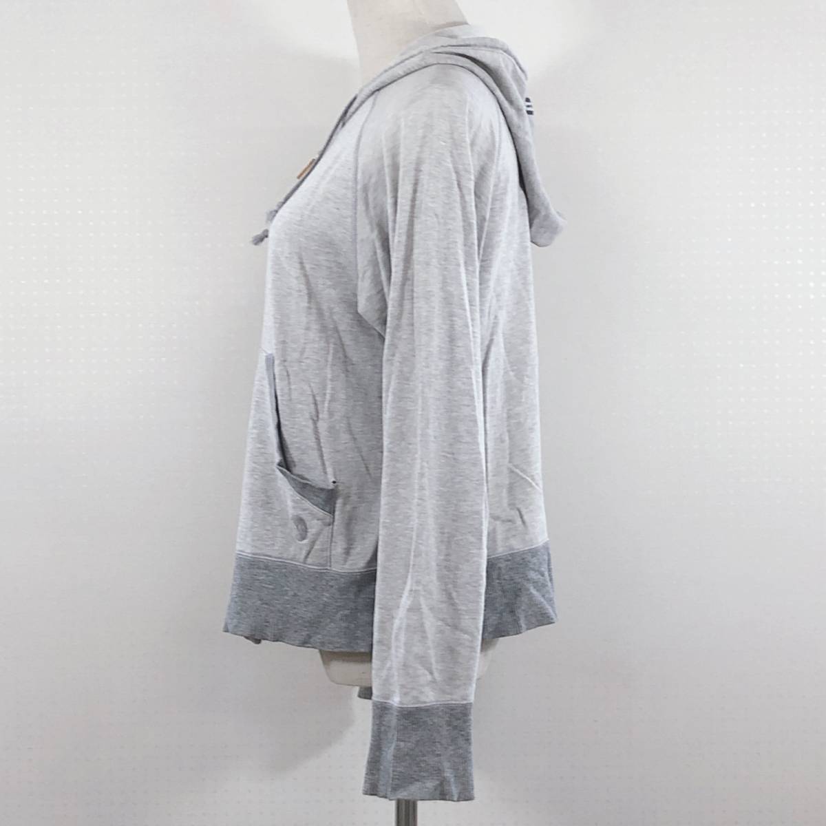 AS1134 HUITIEME 8ewitem lady's tops Zip Parker long sleeve M gray ash cotton 100% cotton active wear sport ko-te