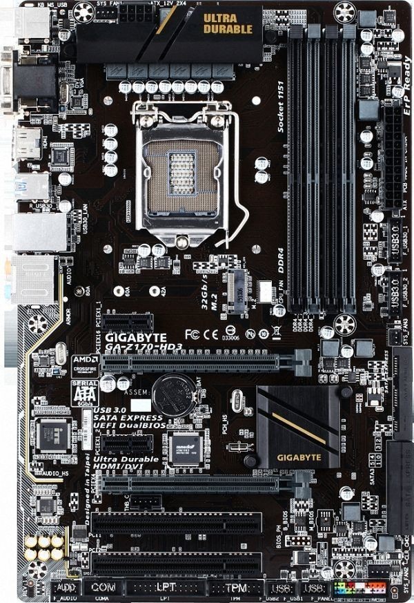 GIGABYTE GA-Z170-HD3 LGA 1151 Intel Z170 DDR4 HDMI SATA 6Gb/s USB 3.0 ATX Intel Motherboard