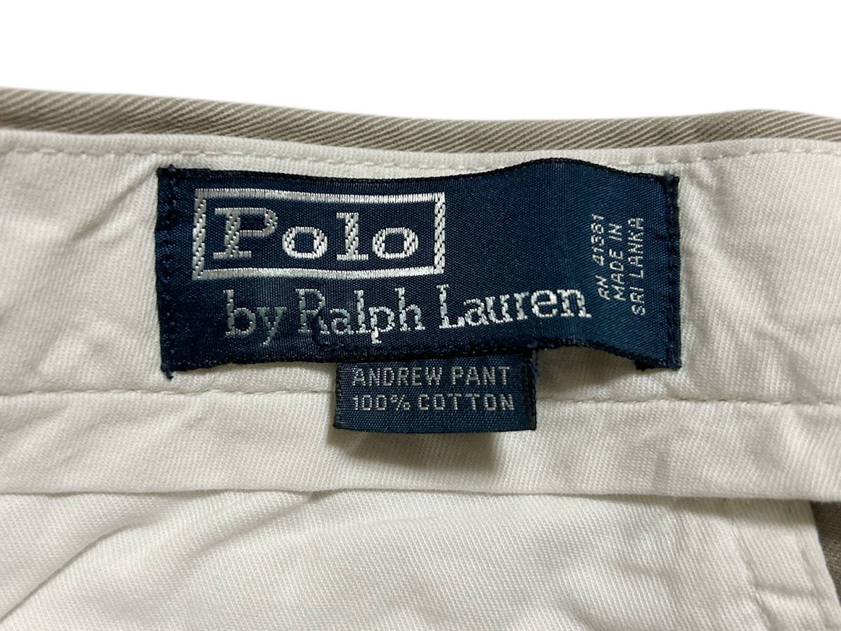 希少【オールド 90s Polo Ralph Lauren ポロ ラルフローレン ツータック インプリーツ チノパン ベージュ W34】旧タグ アメリカ RRL_画像4