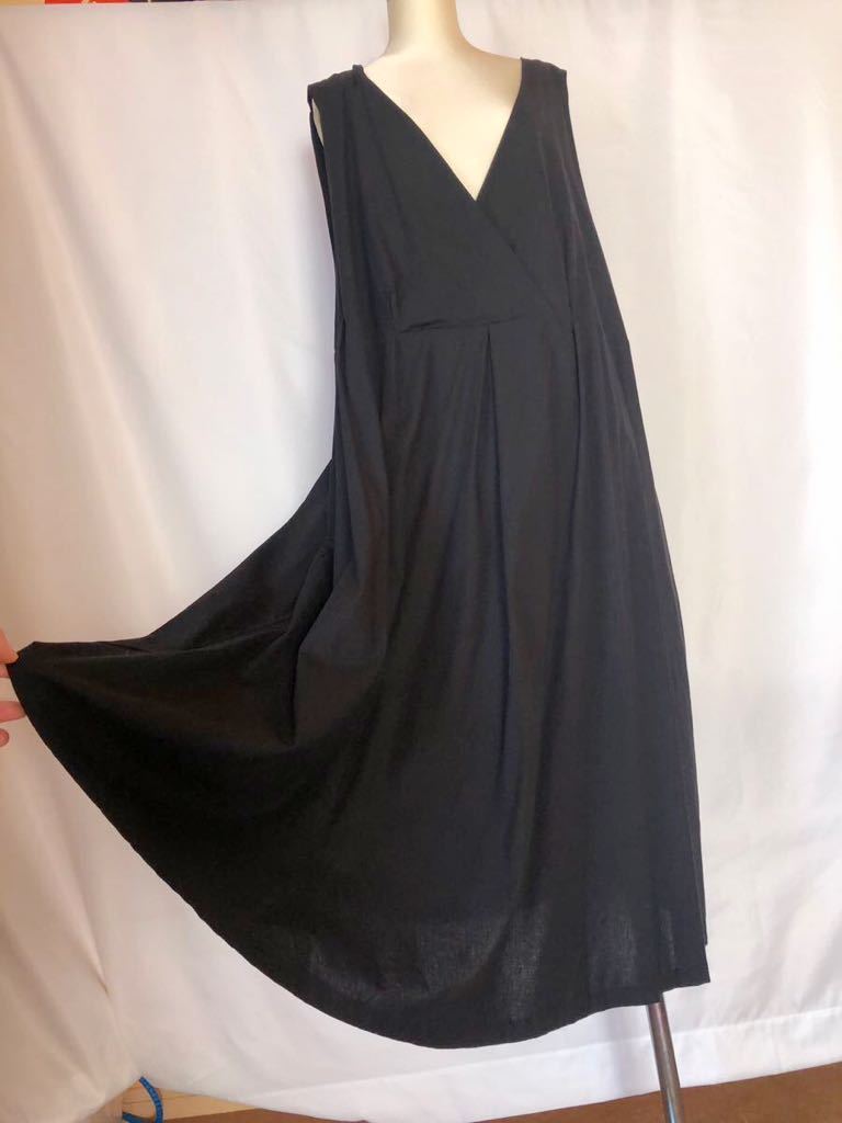  new goods home storage ground thickness autumn winter spring for enough easy width of a garment & hip long One-piece F(P,M,L,XL,2XL,3XL) black black! dress length 125cm