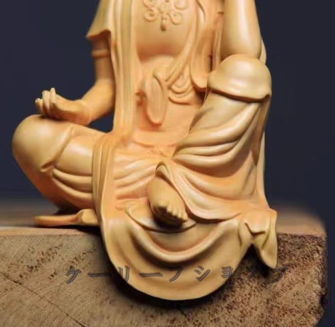 仏像 自在観音菩薩座像 黄楊木 仏教 工芸品　_画像6