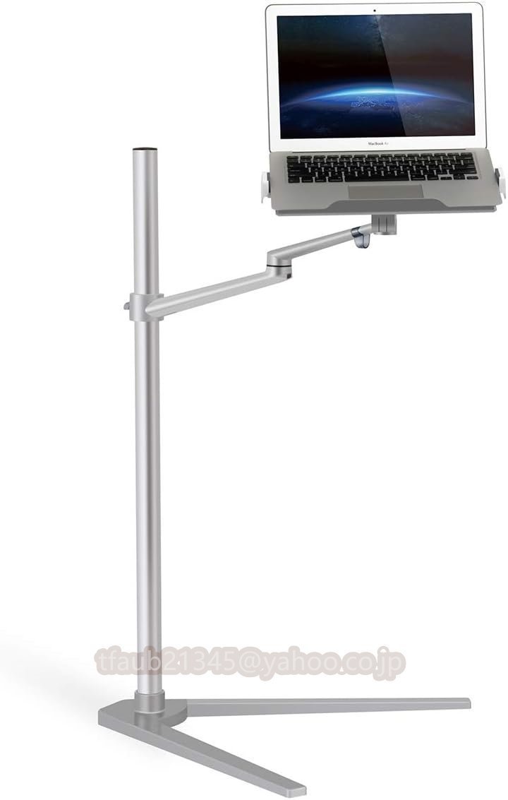 モニタースタンド ノートパソコン用スタンド アームスタンド 自立型360°回転 高さ調整可能 使用便利 (シルバー)