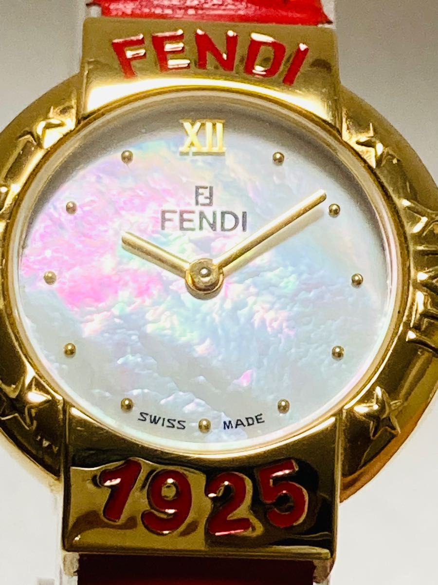 【付属品有】 FENDI フェンディ　電池新品　シェル文字盤　レディース腕時計　