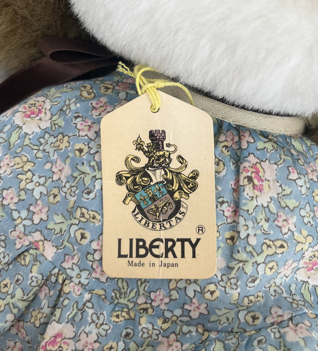 ★昭和レトロ LIBERTY リバティ 茶うさぎ 白うさぎ ぬいぐるみセット 日本製 花柄 ウサギ ビンテージ_画像3