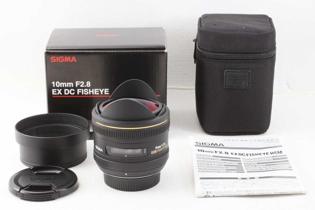 極上品◆SIGMA シグマ 10mm F2.8 EX DC FISHEYE HSM Nikon ニコン◆魚眼レンズ/元箱,ケース A520