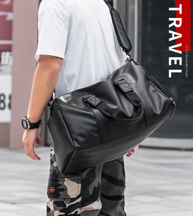 PUレザーボストンバッグ ショルダーバッグ 旅行バッグ ビジネスバッグ 男性用 通勤鞄 書類かばん　黒　大容量_画像6