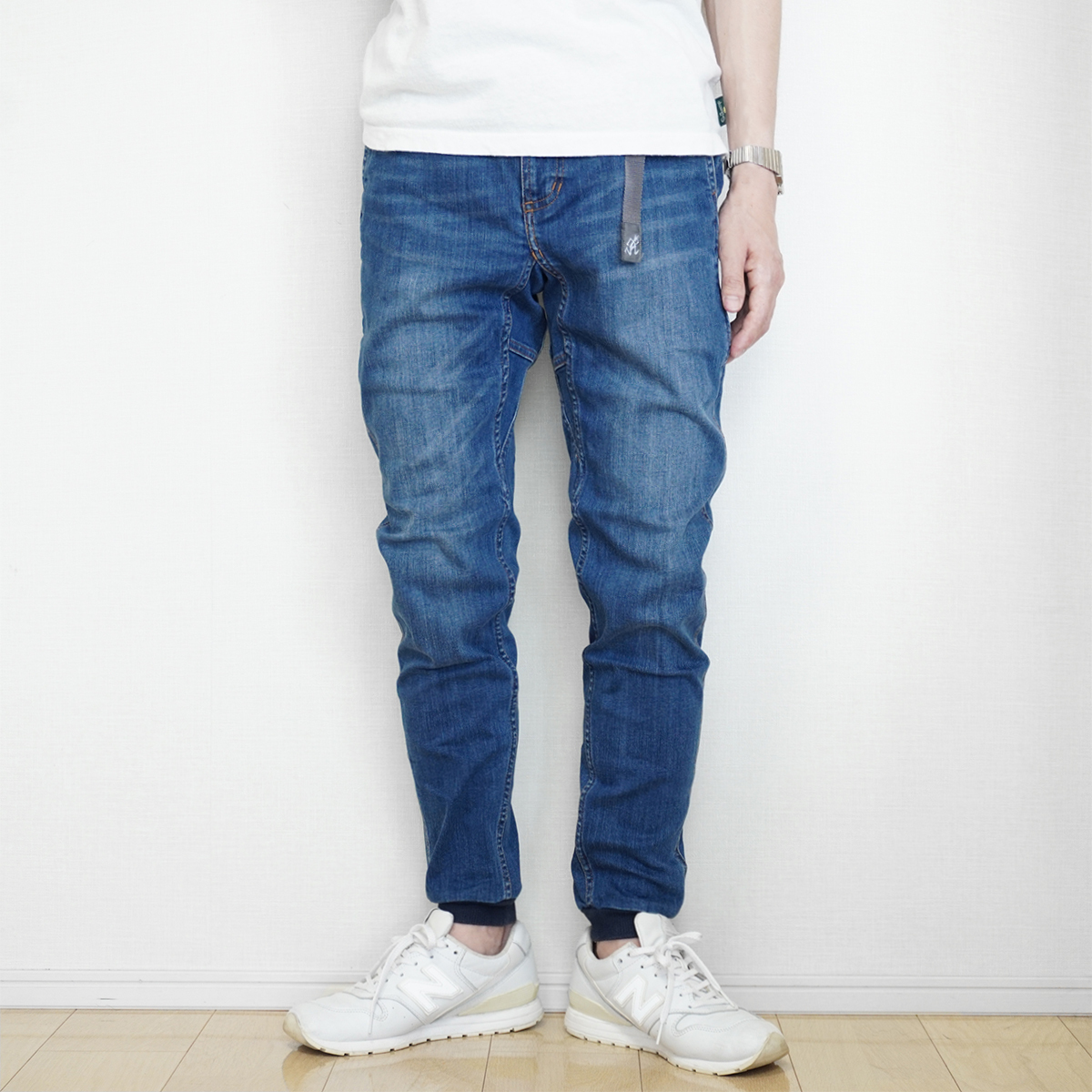 GRAMICCI × OSHMAN'S 別注 DENIM NN RIB PANTS【L】DARK USED グラミチ オッシュマンズ コラボ  NNリブパンツ ジョガー ストレッチ OSH-001