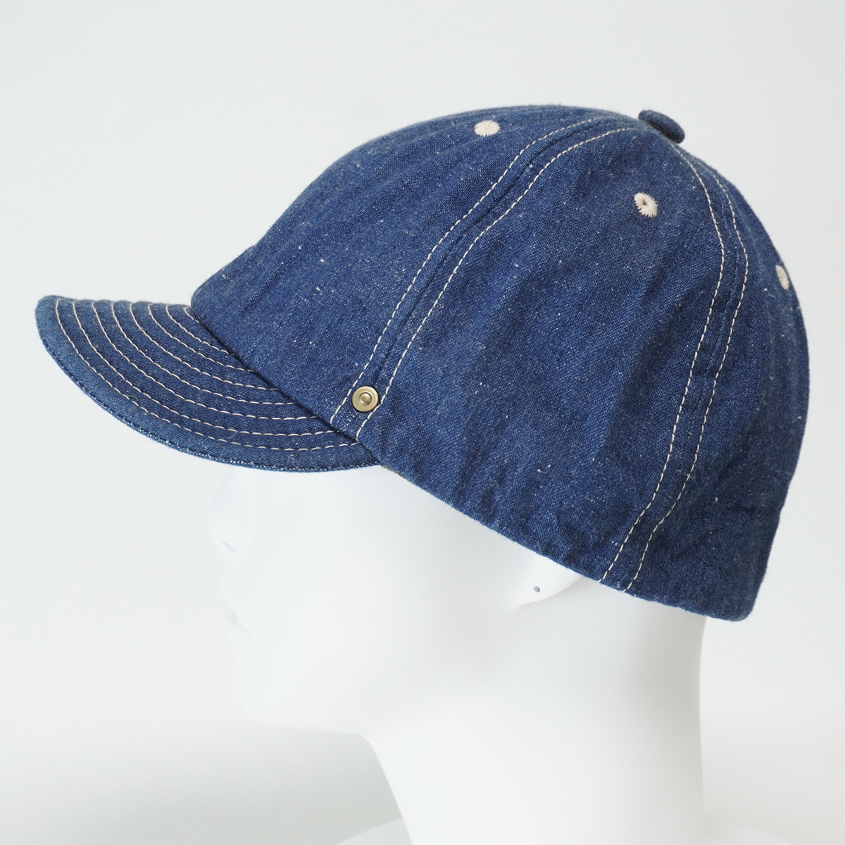 DECHO DENIM BASEBALL CAP デコー インディゴ ネップ デニム ベースボールキャップ 野球帽 ショートバイザー_画像2