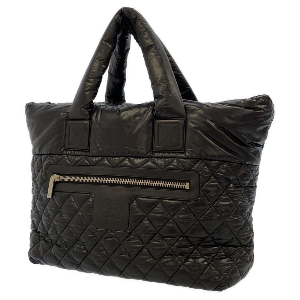 Chanel Coco Cocoon MM A48611 Women's Nylon Tote Bag Black