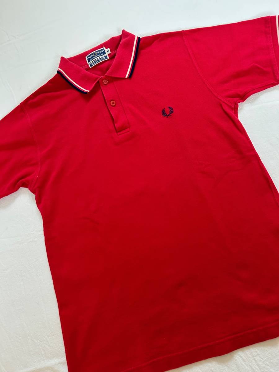 MADE IN ENGLAND フレッドペリー ポロシャツ サイズM 赤 イギリス製 FRED PERRY ビンテージの画像2