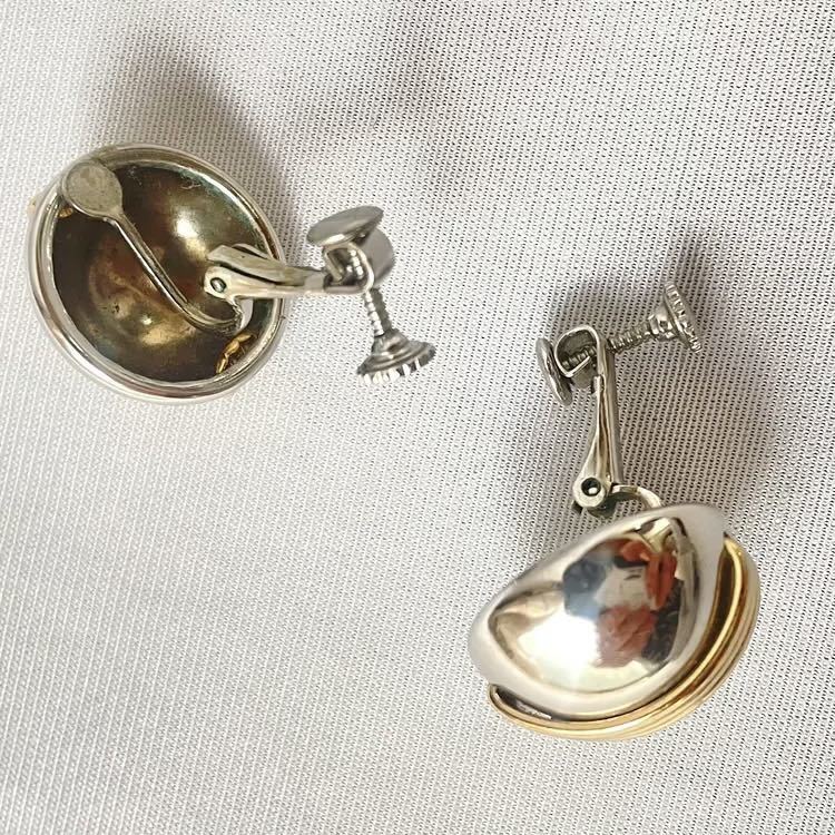 NAPIER silver gold earring 土星風半球体イヤリング　vintage ヴィンテージ