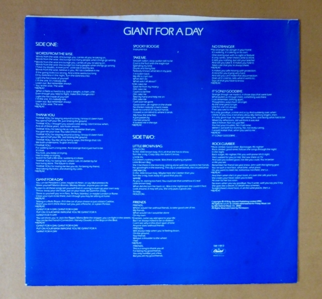 GENTLE GIANT「GENTLE FOR A DAY」米ORIG [初回SW規格CAPITOL] シュリンク美品_画像3