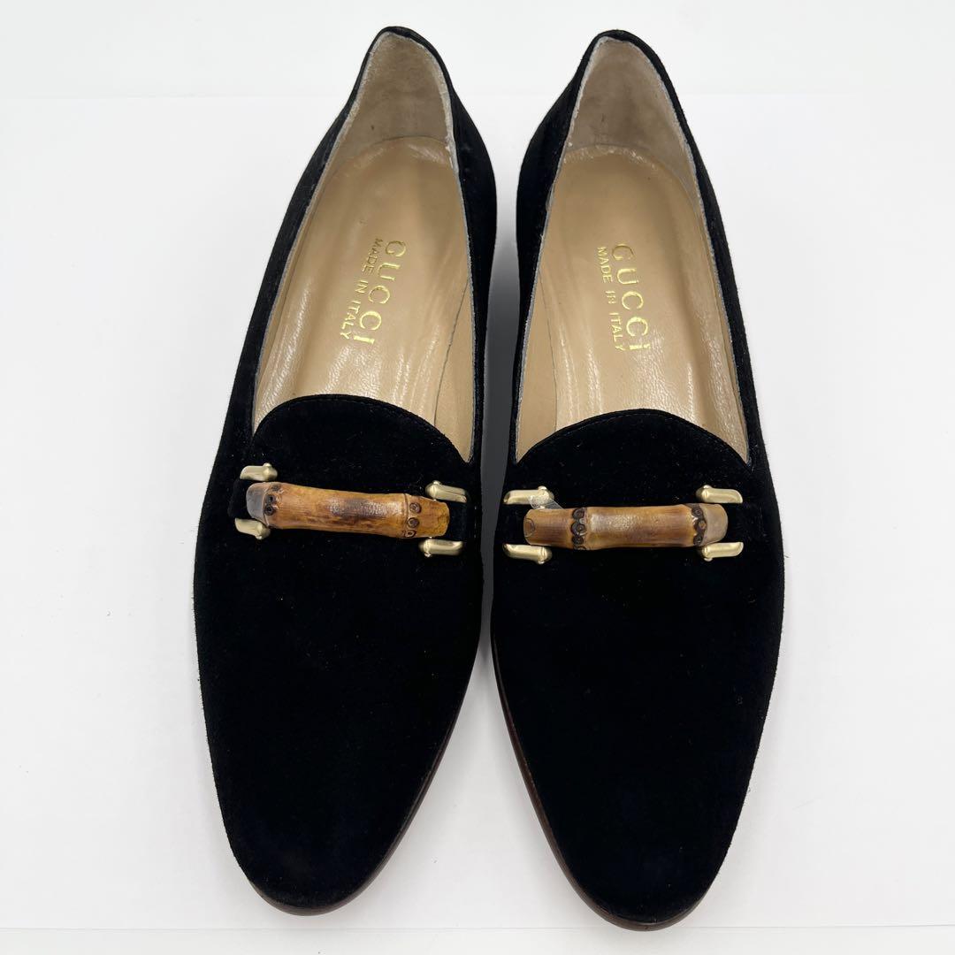 極美品】GUCCI バンブー スエード ローファー ブラック 23.5㎝-