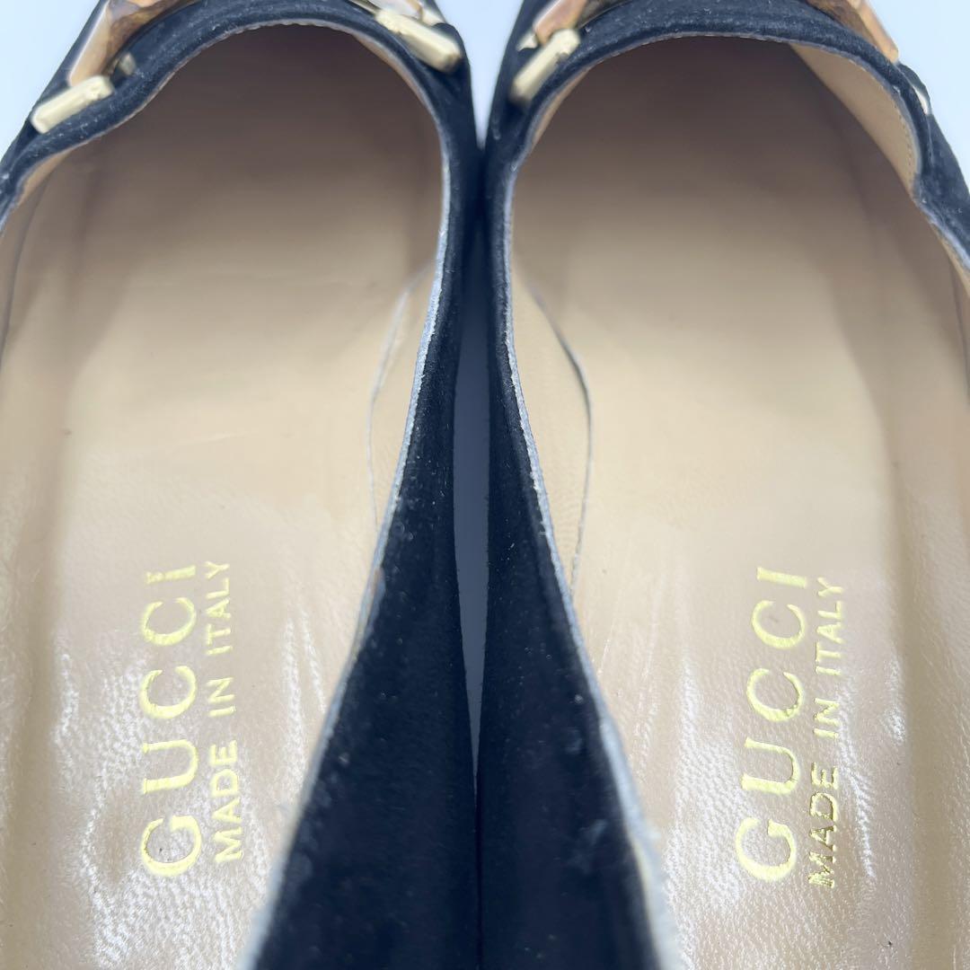 極美品】GUCCI バンブー スエード ローファー ブラック 23.5㎝-