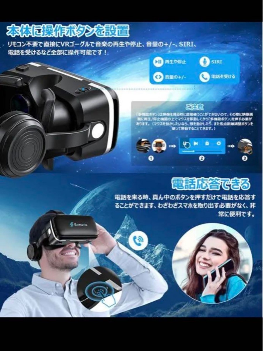 【未使用】VRヘッドセットVRヘッドホン付き 3D no.1627_画像3