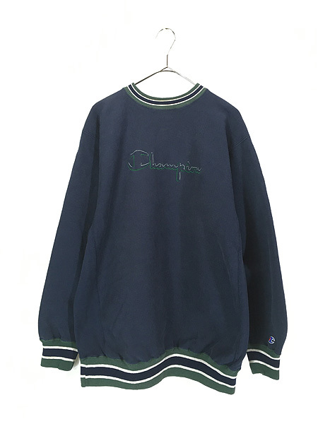 古着 90s USA製 Champion Reverse Weave リブライン BIG ロゴ 刺しゅう リバース スウェット XXL 古着