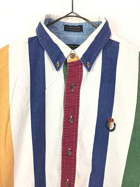 古着 90s CHAPS Ralph Lauren カラフル ストライプ BD シャツ L 古着_画像2