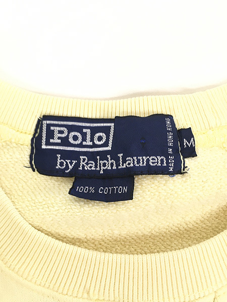 古着 90s Polo Ralph Lauren ポニー ワンポイント 刺しゅう スウェット トレーナー 黄 M 古着_画像7