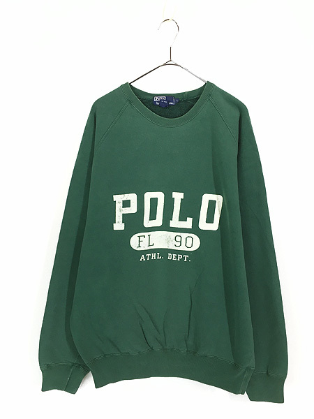 古着 90s Polo Ralph Lauren BIG ロゴ ラグラン スウェット トレーナー L 古着