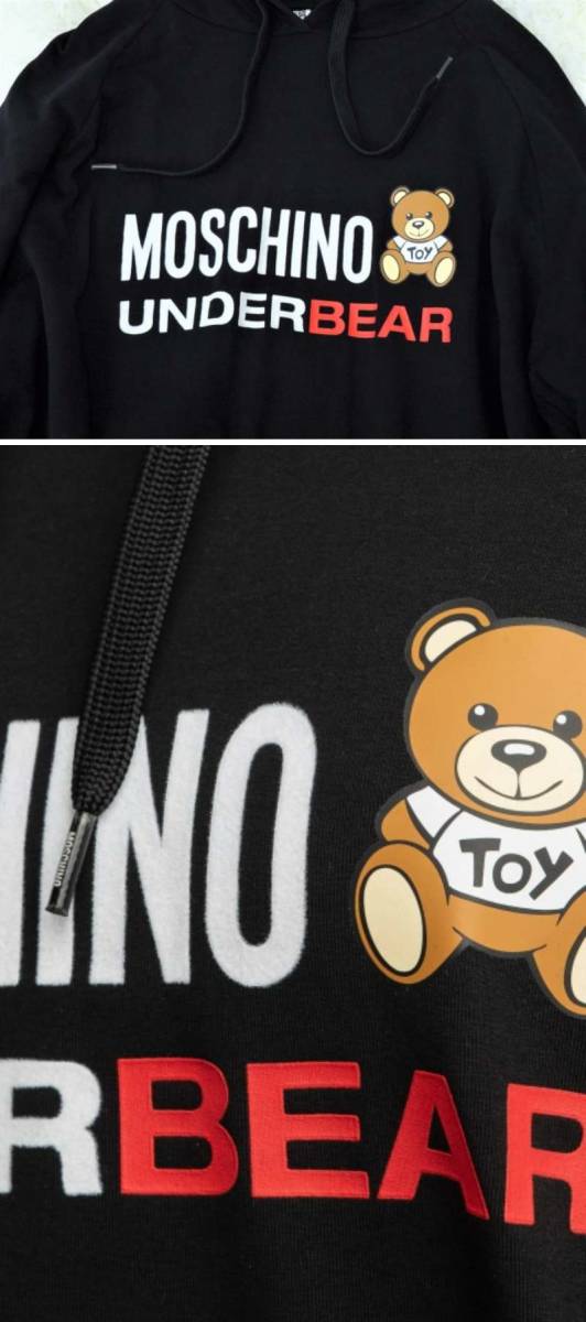 【MOSCHINO UNDERWEAR | モスキーノ アンダーウェア】フーデッドワンピース パーカーワンピース チュニック くま テディベア 裏起毛 即決