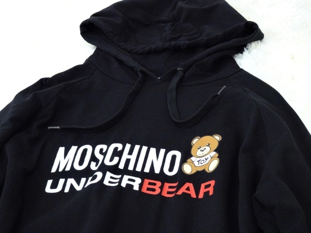 【MOSCHINO UNDERWEAR | モスキーノ アンダーウェア】フーデッドワンピース パーカーワンピース チュニック くま テディベア 裏起毛 即決