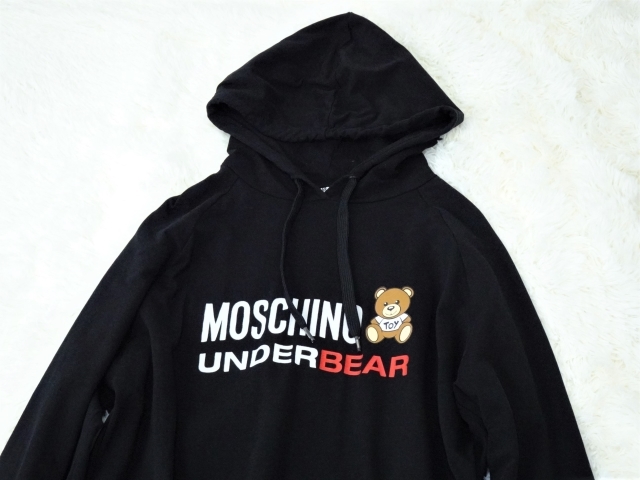 【MOSCHINO UNDERWEAR | モスキーノ アンダーウェア】フーデッドワンピース パーカーワンピース チュニック くま テディベア 裏起毛 即決