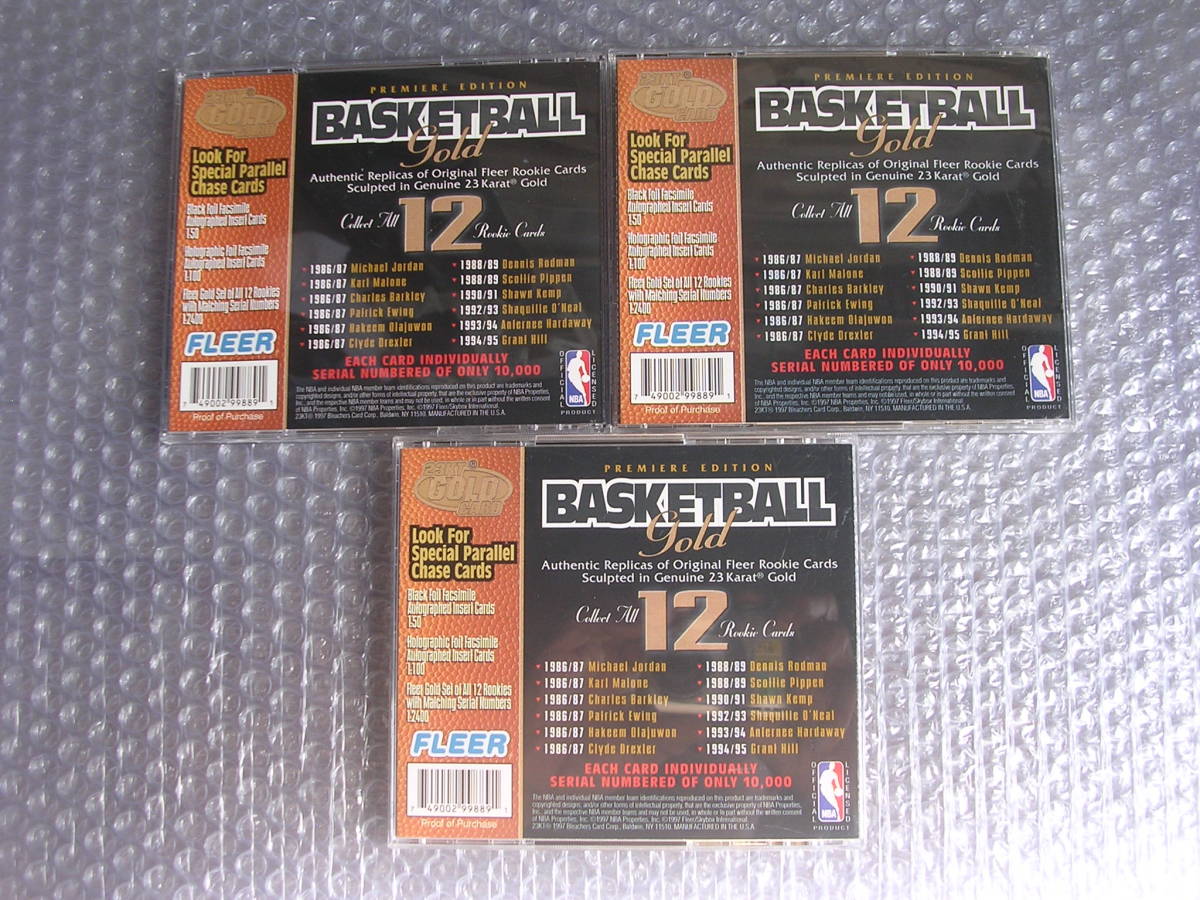 3セット：フレアー 23KT　GOLDCARD ：AKEEM OLAJUWON/CLYDE DREXLER/DONNE RODMAN_画像2