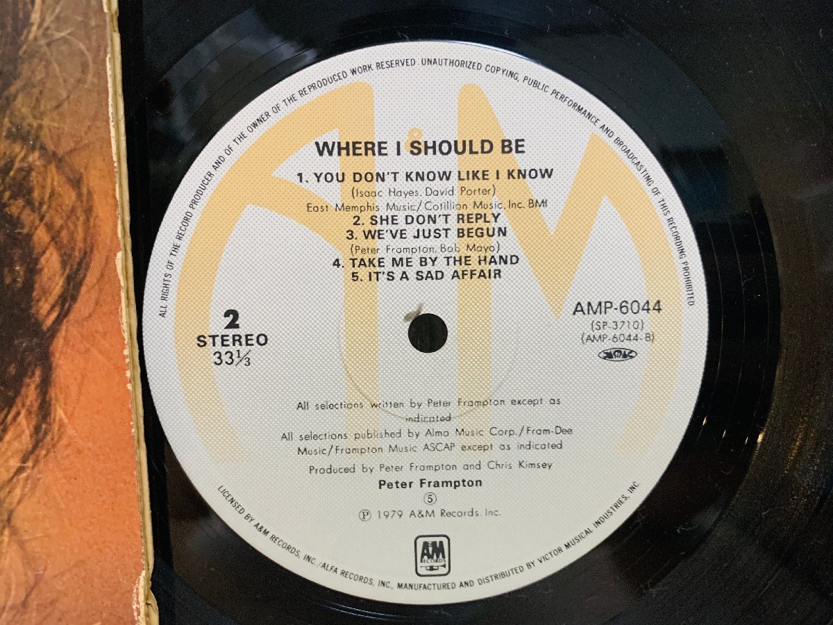 即決LP 新しき旅だち ピーター・フランプトン / WHERE I SHOULD BE / レコード AMP-6044 L17_画像2