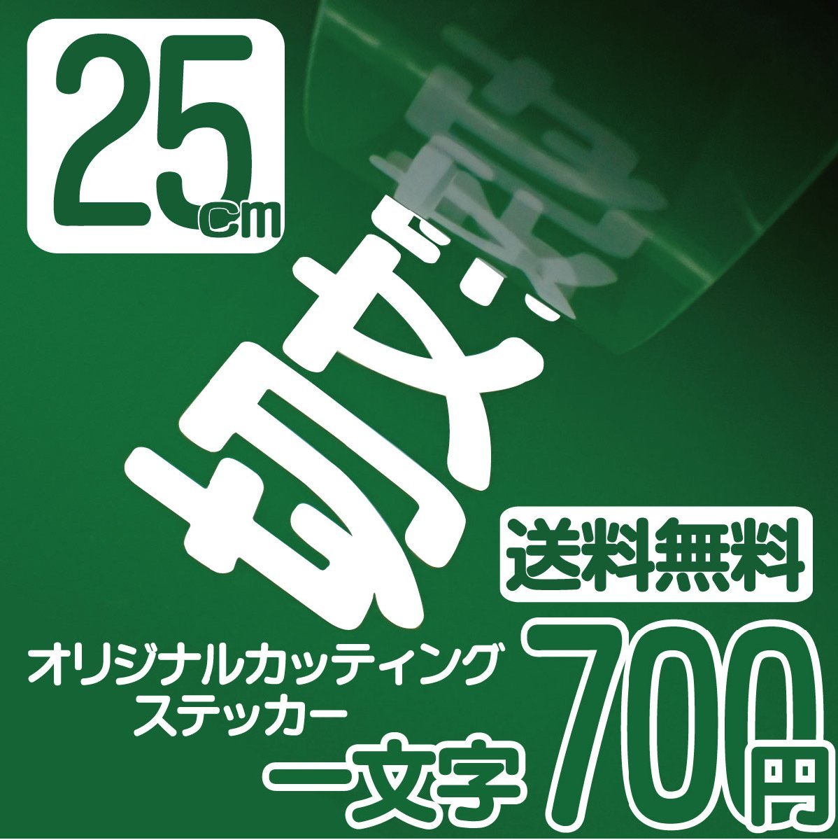 カッティングステッカー 文字高25センチ 一文字 700円 切文字シール アウトドア用品 エコグレード 送料無料 フリーダイヤル 0120-32-4736