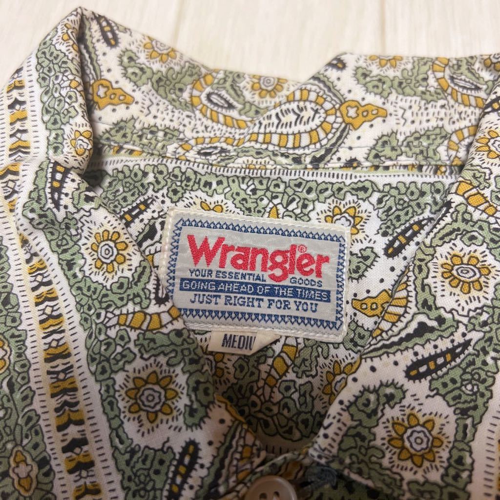 80s Wrangler ラングラー 総柄 柄シャツ 花柄 レトロ アート ビンテージ 半袖シャツ_画像4