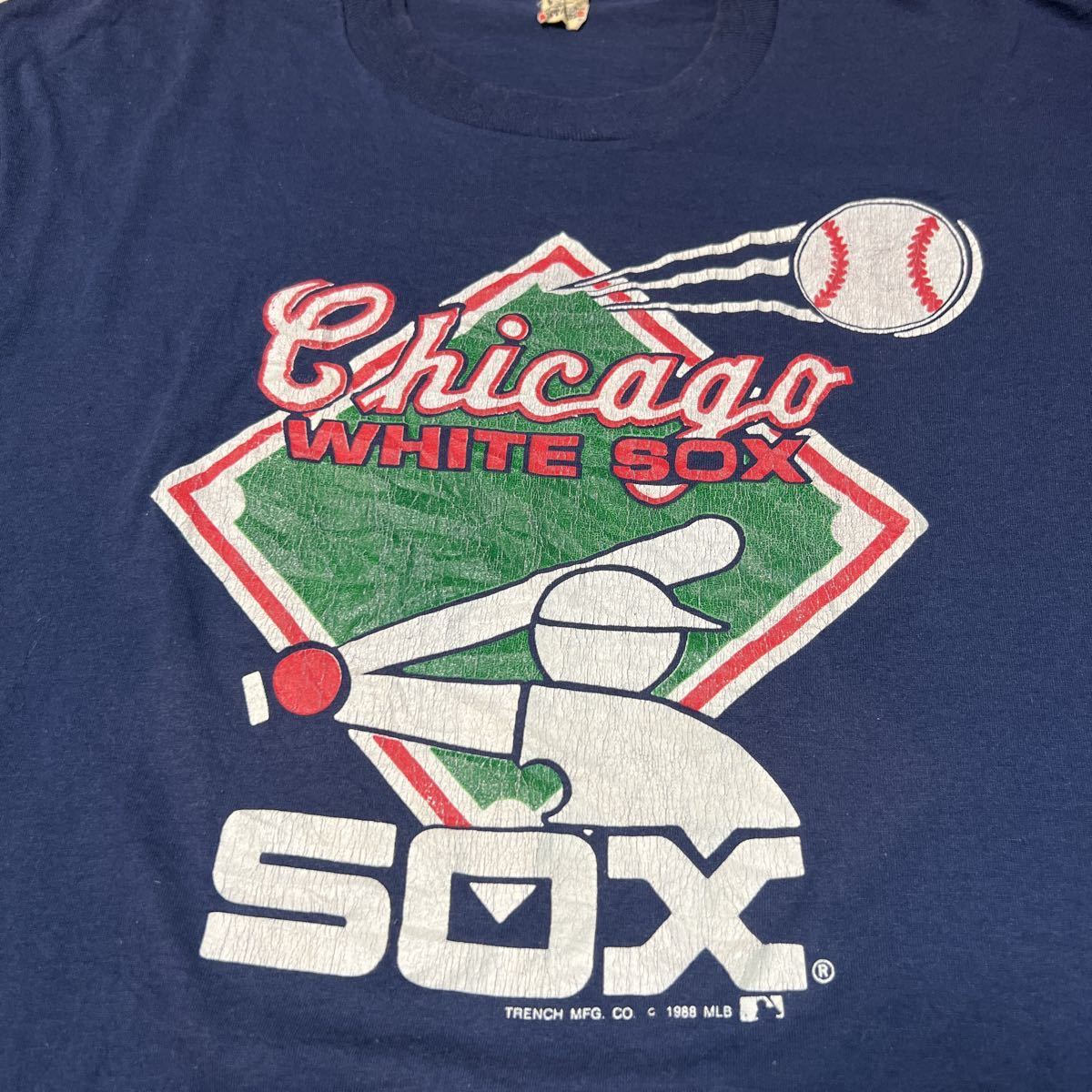 80s USA製 Chicago WHITE SOX シカゴ ホワイトソックス TRENCH MFG 1988 MLB ビンテージ 半袖Tシャツ SCREEN STARS_画像2