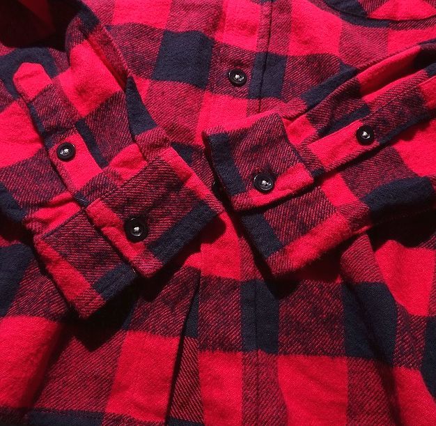 Fruit of the Loom×BLUE BLUE Hollywood Ranch Market block check shirt flannel shirt cotton Work men's (2) red / black o-596
