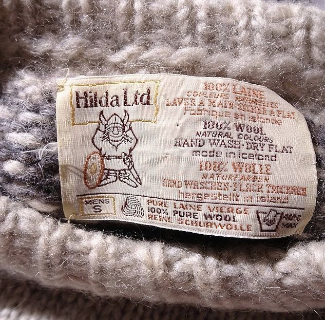 Hilda Ltd ヒルダ ウール 100% クルーネック ニット セーター ラグラン アイスランド製 ノルディック ローゲージ メンズ 雪柄 (S) ●o-565_画像5