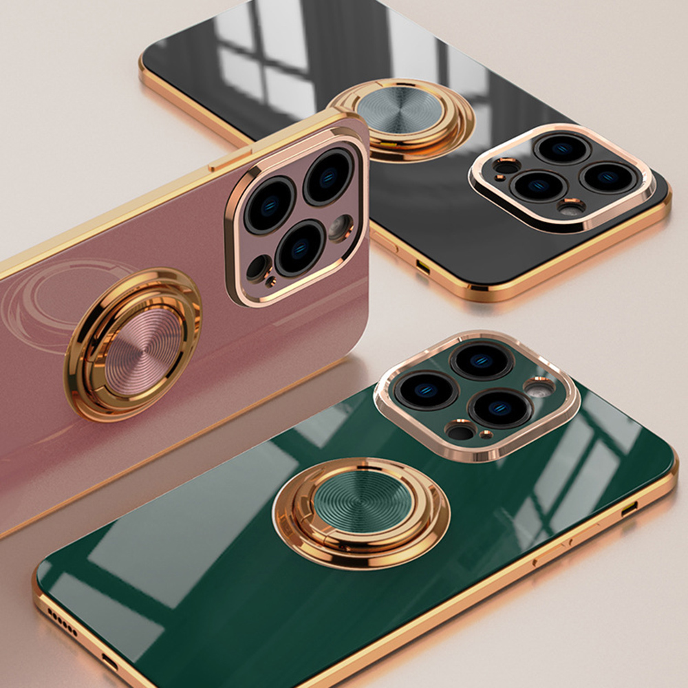 モスグリーン iPhone15 Pro ケース メッキ加工 リング付き 回転一体型 アイフォーン フィフティーン プロ 保護ケース 可愛い 軽量 スタン_画像3