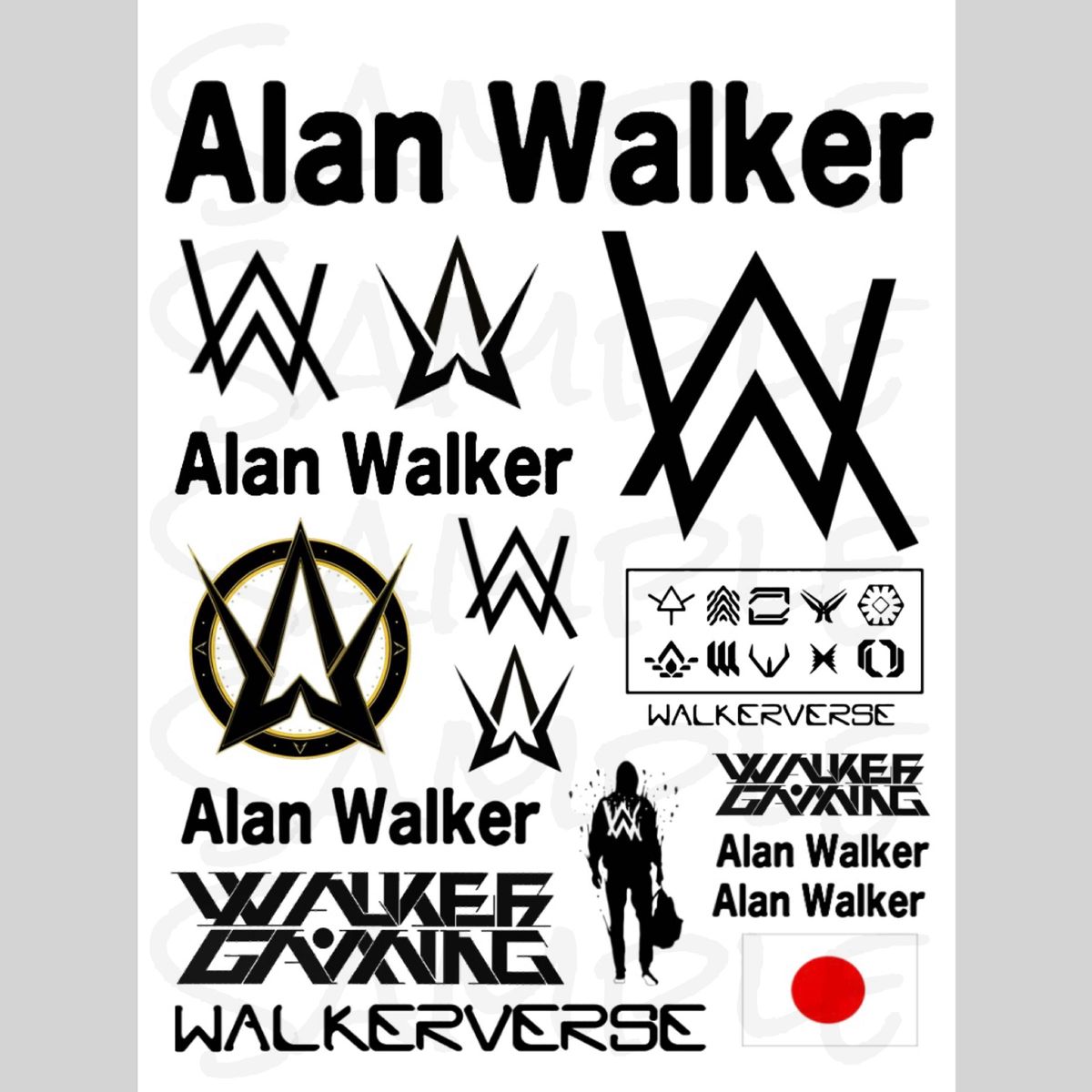 Alan Walker タトゥーシール（白黒Ver.）