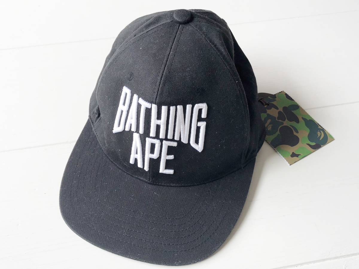 ★ 新品 未使用 A BATHING APE ベイシングエイプ キャップ 帽子　Fサイズ 刺繍 ブラック　黒　LOGO　ロゴ ★_画像2