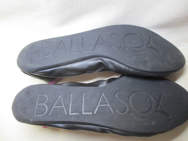 BALLASOX バラゾック●黒&赤紫 フラットシューズ 38/8 ポケッタブルシューズ 折りたたみ 携帯靴_画像6