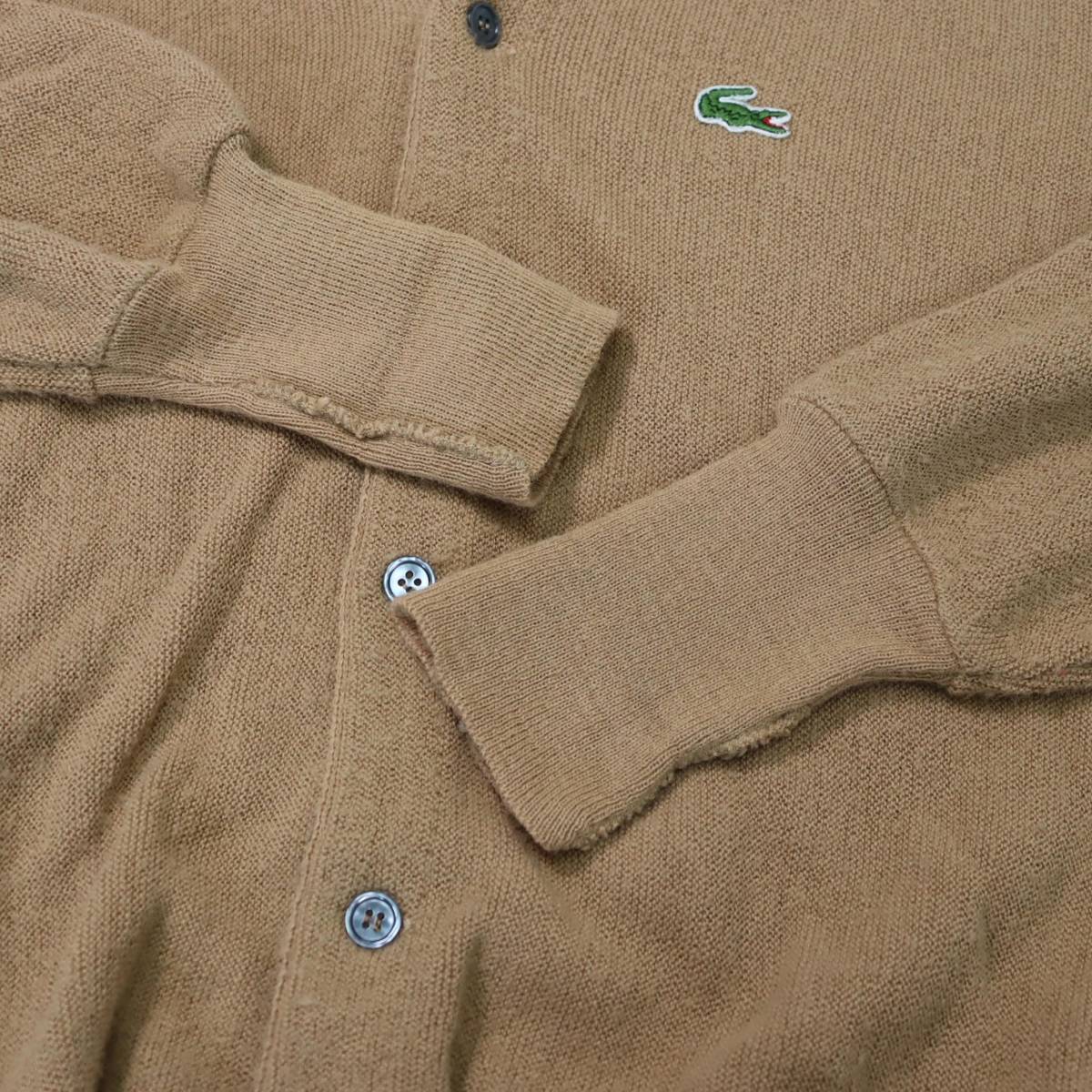 [M] 80s Lacoste アクリル カーディガン キャメル USA製 ラコステ IZOD アイゾッド ライト ブラウン ビンテージ vintage 70s 90s_画像7