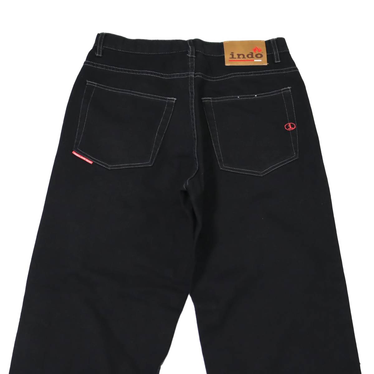 [32R] Y2K Indo Jeans Co ルーズ ストレート デニム パンツ ブラック 黒 インド ジーンズ デザイン ビンテージ vintage 90s 00s_画像6