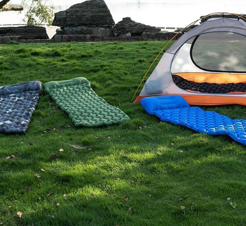 エアーマット 車中泊 エアーベッド マットレス 簡易 キャンプ シングル 空気 アウトドア 足踏み式 軽量 用品 テント グリーンの画像9