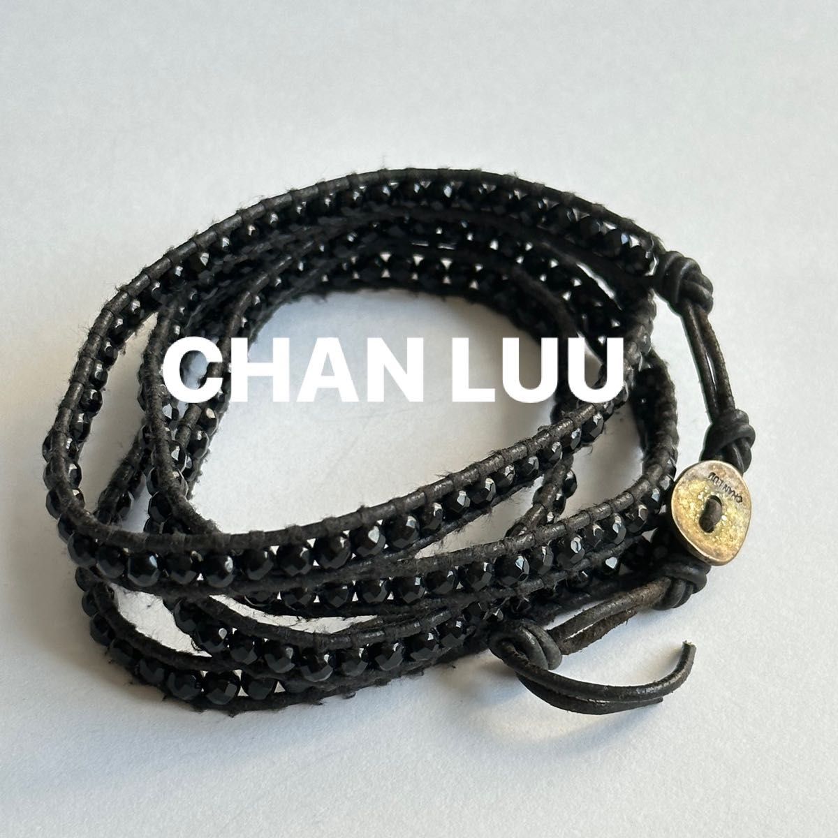 《used》CHAN LUU チャンルー　ブレスレット　黒 男女兼用　5連　ラップブレスレット　天然石