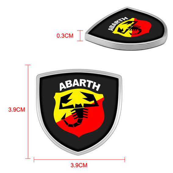 ABARTH アバルト　３D金属ステッカー　シルバー　１枚_これはブラックですが同じサイズです