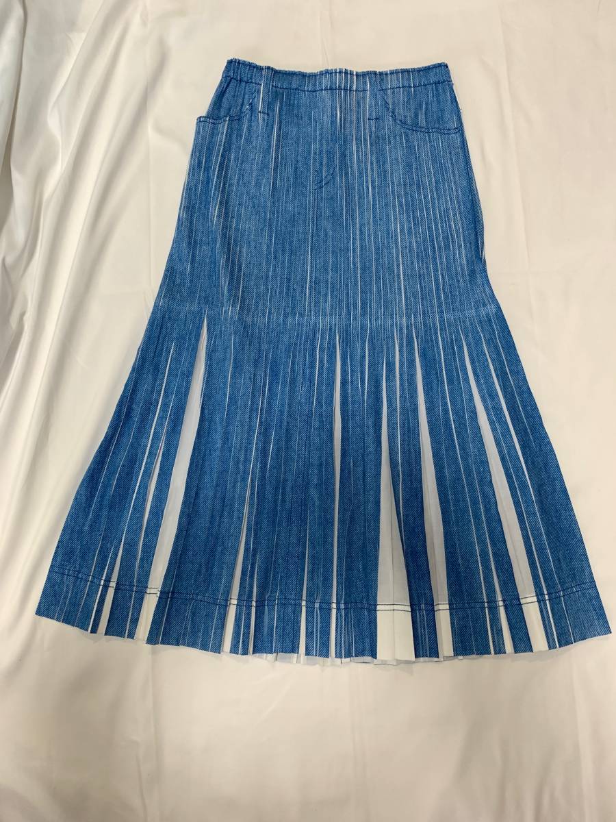 PLEATS PLEASE プリーツプリーズ　デニム　ジーンズ　転写　スカート　アーカイブ archive skirt イッセイミヤケ　ISSEY MIYAKE