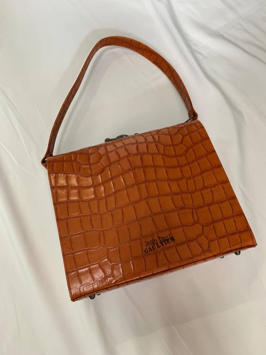 珍しい Jean Paul bag archive ゴルチェ クロコ オレンジ ハンドバッグ