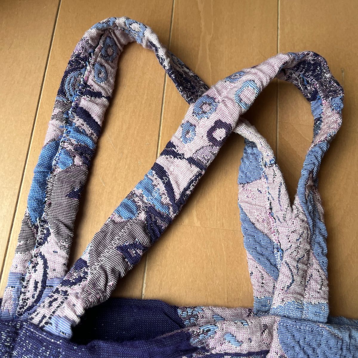川島織物　ハンドメイド　大きめ鞄　大きめバッグ　ジャガード織り　頭陀袋