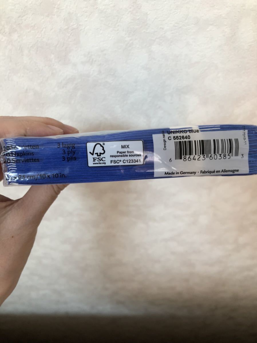 フィンランドのマリメッコでの購入品 marimekko ペーパーナプキン UNIKKO blue 25cm×25cm _画像2