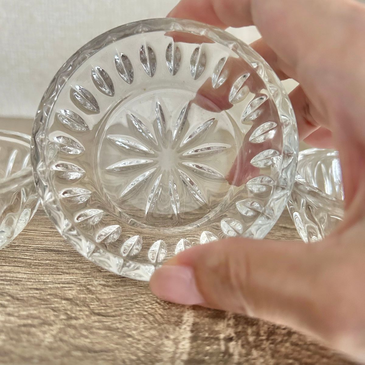 コベントガーデン　ミニ小物入れ　お花柄　ガラス小皿　大人可愛い　アンティーク クリスタルガラス ガラス皿 昭和レトロ