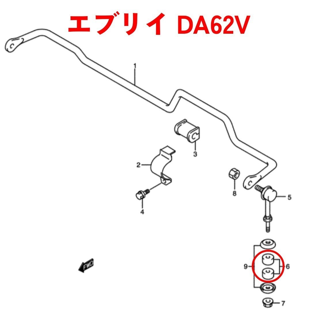 【耐加水分解性強化】エーテル系ウレタン採用／ワゴンR ジムニー エブリイ パレットへのリフレッシュに／スタビライザー用 強化ブッシュ③_画像6