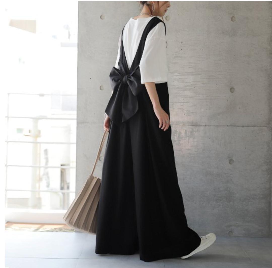  new goods Korea back ribbon ... material all-in-one overall put on .. black 