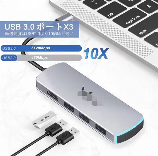 6 in 1 USB C ハブ USB3.0データ高速転送 SD / TFカード